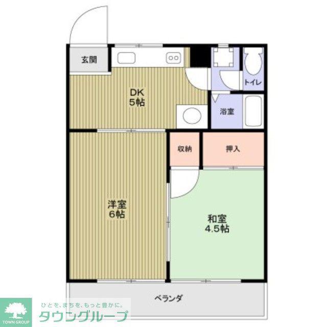 山田カンプレックス(2DK/1階)の間取り写真