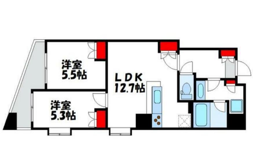 クオリア恵寿ウエスト(2LDK/7階)の間取り写真