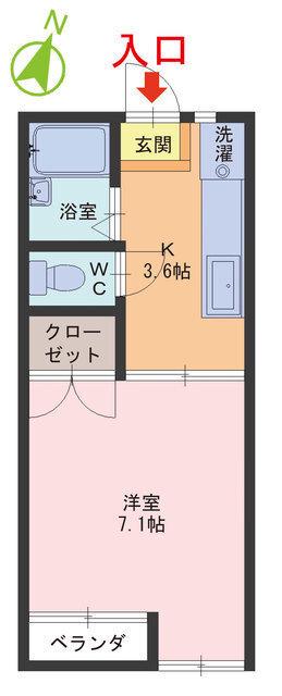 レジデンス1(1K/1階)の間取り写真