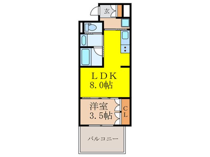 ブリリアタワー箕面船場(1LDK/8階)の間取り写真