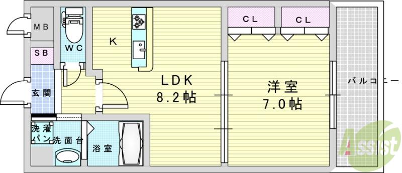 アドバンス新大阪3(1LDK/6階)の間取り写真