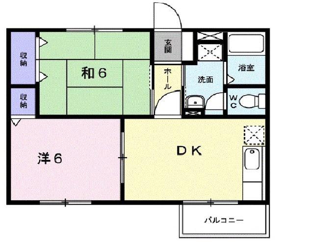 ニューエルディム亜希(2DK/2階)の間取り写真