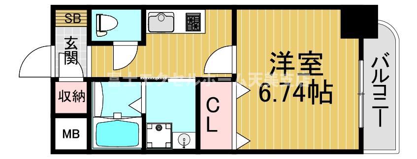 ふぁみーゆ天美南(1K/6階)の間取り写真