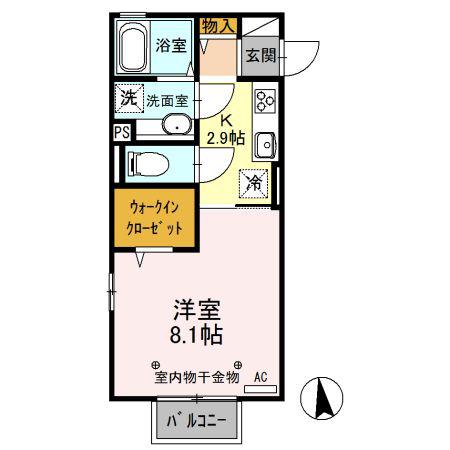 エルディオール(1K/2階)の間取り写真
