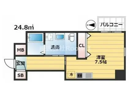 アクアプレイス北浜(1K/9階)の間取り写真