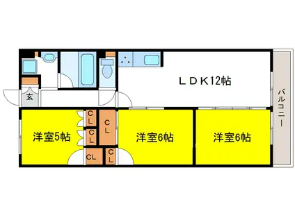 コーラルハイツ(3LDK/9階)の間取り写真