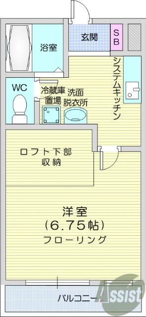 メゾンドα(1K/1階)の間取り写真