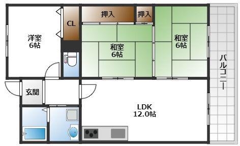 ハイムヤノウ(3LDK/1階)の間取り写真