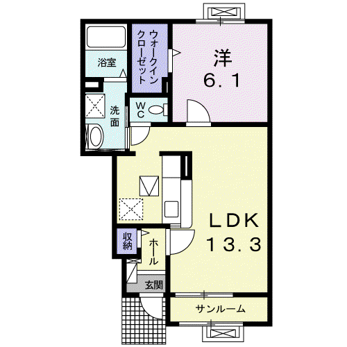 フリーデ(1LDK/1階)の間取り写真