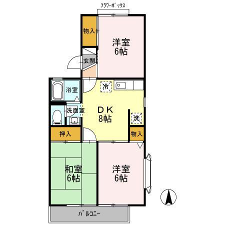 セジュールU(3DK/2階)の間取り写真