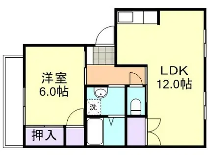 サンワハイムC棟(1LDK/1階)の間取り写真