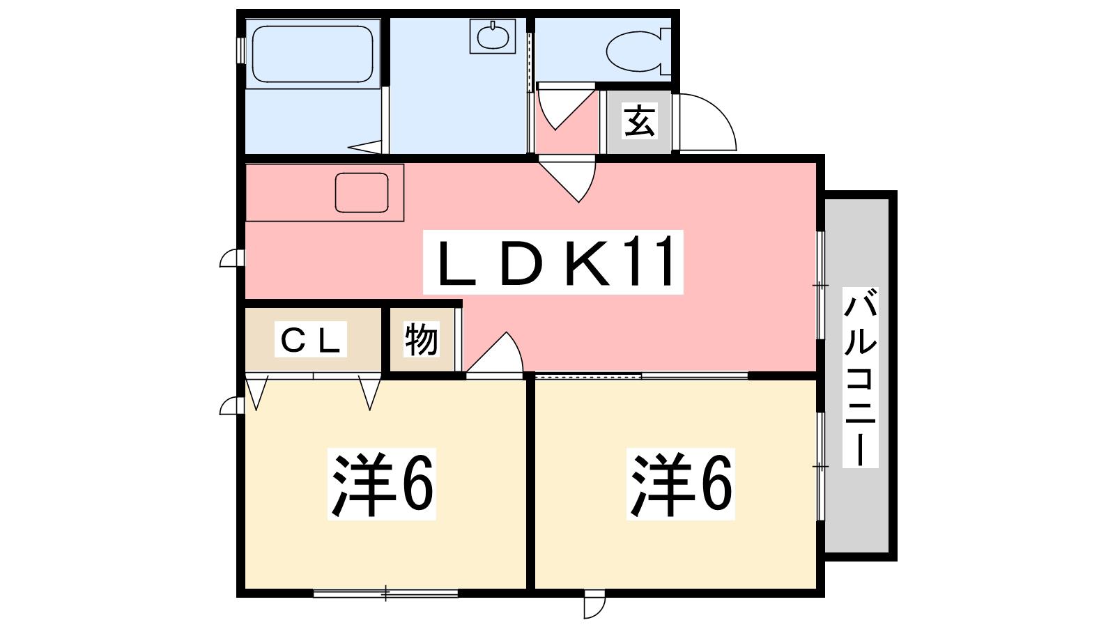絵領ガーデン(2LDK/2階)の間取り写真