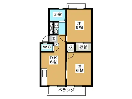 サンライフ安田 A(2DK/1階)の間取り写真