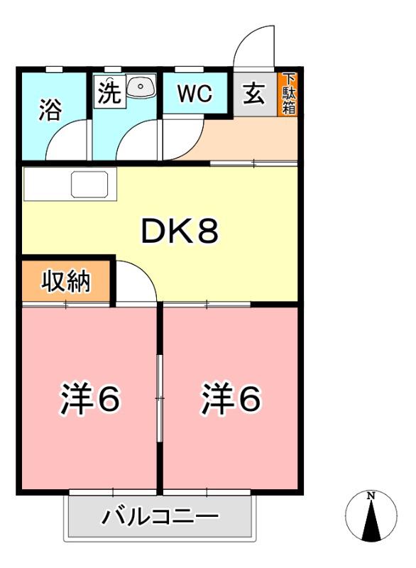 コーポ田中(2DK/1階)の間取り写真