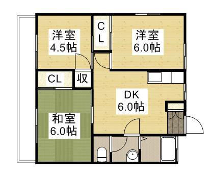 コーポ田上(3DK/1階)の間取り写真