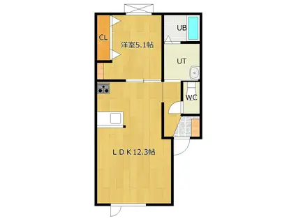 ARTIS KOUEI イースト(1LDK/2階)の間取り写真