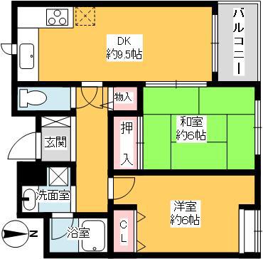 メゾンアルマ(2DK/5階)の間取り写真