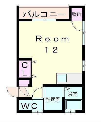 F・Kハイム(ワンルーム/2階)の間取り写真