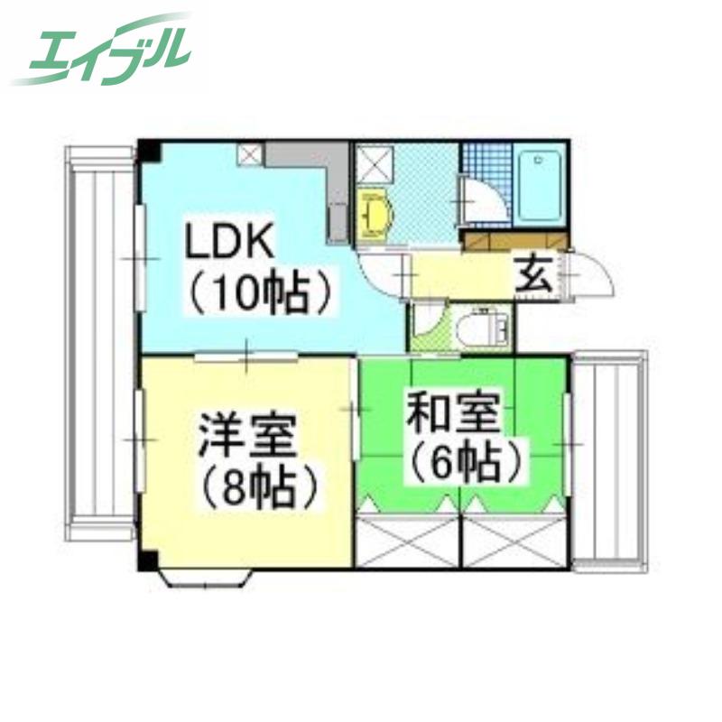 メゾンタイショウ3(2LDK/3階)の間取り写真