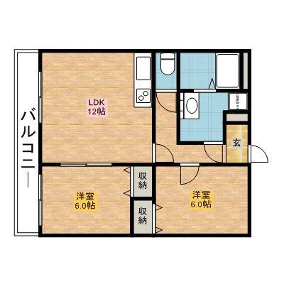 サンパークマンションII(2LDK/2階)の間取り写真
