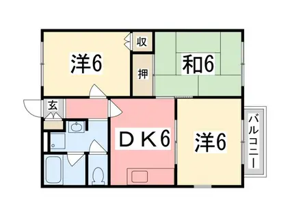 スマイル伊保III棟(3DK/2階)の間取り写真