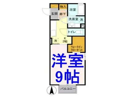 カーサ フィオーレ(1K/1階)の間取り写真