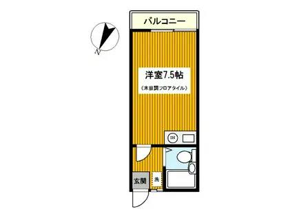 SUN SKY(ワンルーム/2階)の間取り写真