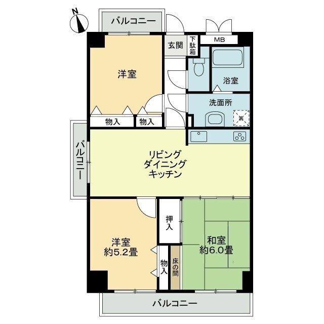 スカール太田(3LDK/6階)の間取り写真