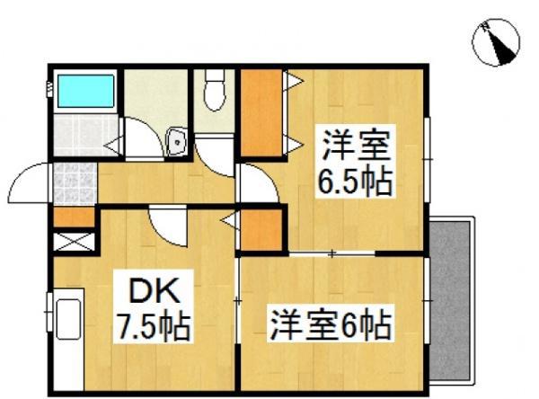 アンジェリーク中島(2DK/2階)の間取り写真