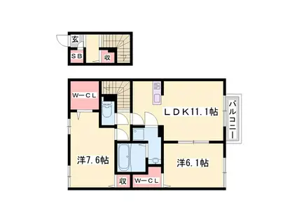 ラフィーネ横尾(2LDK/2階)の間取り写真