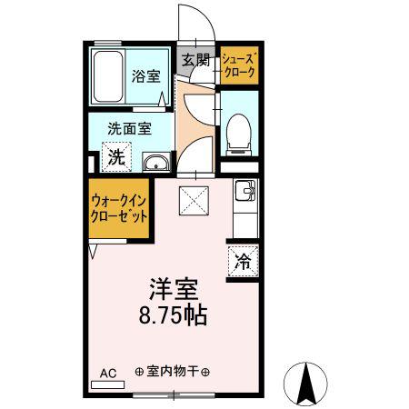 カエツリアルフィールドD-ROOM A(ワンルーム/1階)の間取り写真