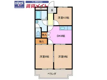 クォリティメゾンA(3DK/1階)の間取り写真