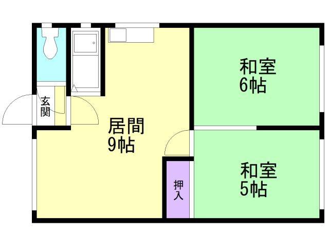 室蘭市みゆき町1丁目18-6AP(2DK/1階)の間取り写真