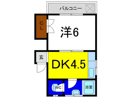 コーポ千鳥(1DK/2階)の間取り写真