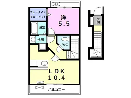ドリームK(1LDK/2階)の間取り写真