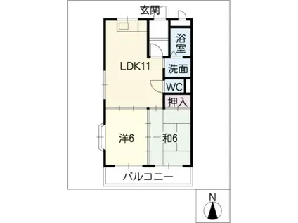 クリアサイト横吹II(2LDK/1階)の間取り写真