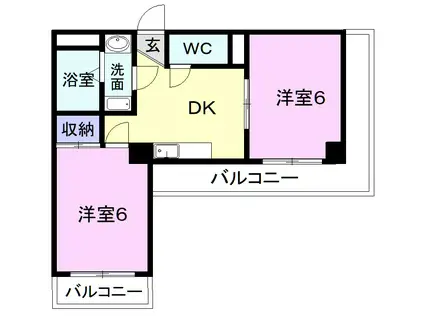 富士昭和ビルII(2DK/6階)の間取り写真