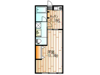 カミヤハイツ(1K/1階)の間取り写真