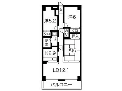 日本泉ビル(3LDK/6階)の間取り写真
