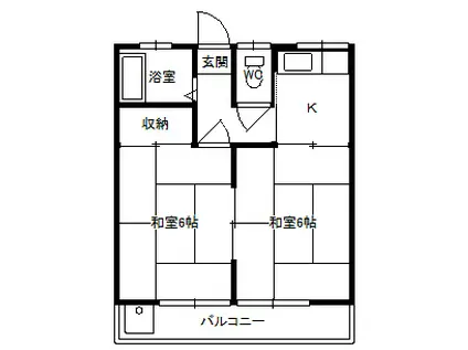 岡田ハイツ(2K/1階)の間取り写真