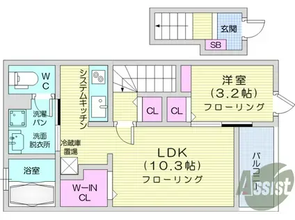 プレミール(1LDK/2階)の間取り写真