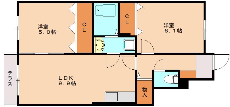 ザナドゥ I(2LDK/1階)の間取り写真