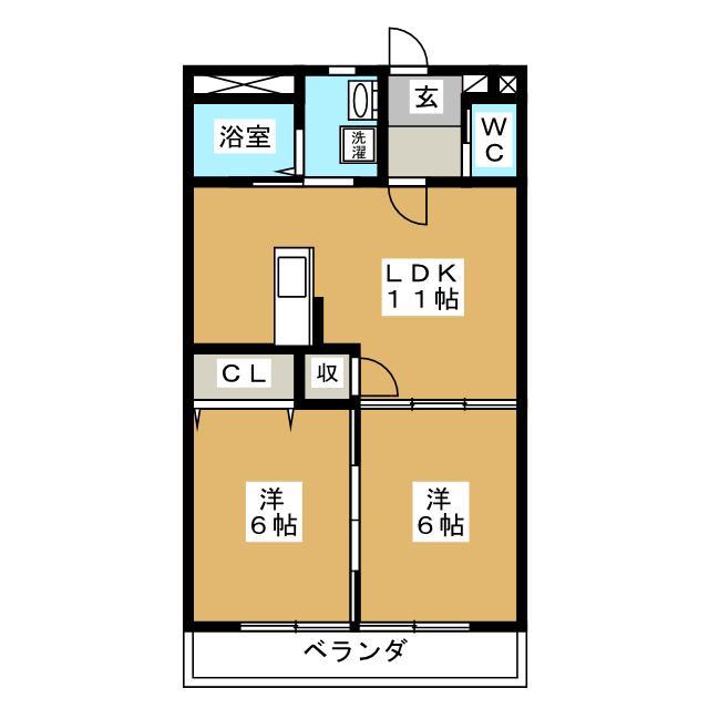 MITAKAマンション笠木(2LDK/5階)の間取り写真
