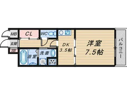 エミールHIRO(1DK/3階)の間取り写真