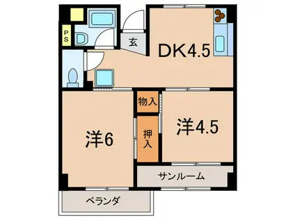 エスペランサ魚崎 東棟(2DK/7階)の間取り写真