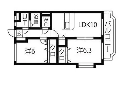 グリーンヒルズ(2LDK/3階)の間取り写真
