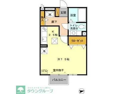 エピナール・ラフィネ(ワンルーム/1階)の間取り写真