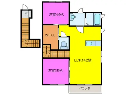 アナハイム(2LDK/2階)の間取り写真