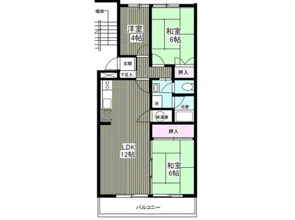 リバーサイドC棟(3LDK/1階)の間取り写真