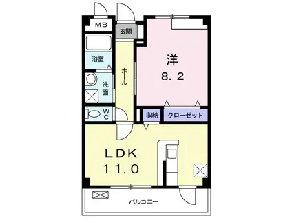 セレノ アロッジオ 江坂西(1LDK/3階)の間取り写真